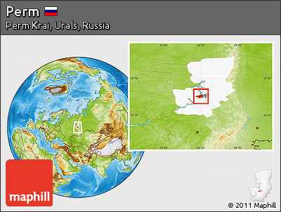 Physical Location Map of Perm, highlighted parent region