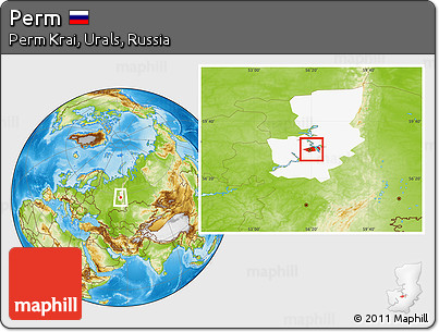Physical Location Map of Perm, highlighted parent region