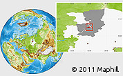 Physical Location Map of Perm, highlighted parent region, highlighted grandparent region