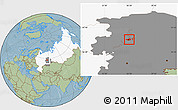 Savanna Style Location Map of Perm, highlighted country, highlighted grandparent region, hill shading
