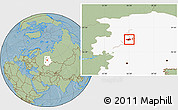 Savanna Style Location Map of Perm, highlighted grandparent region, hill shading