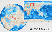 Shaded Relief Location Map of Perm, within the entire country