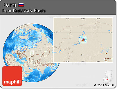 Shaded Relief Location Map of Perm