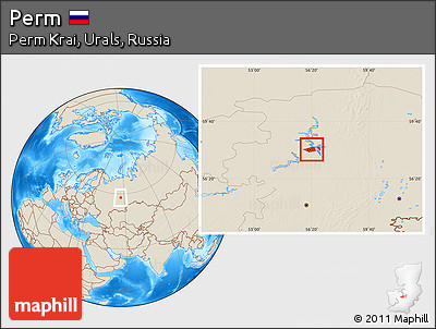Shaded Relief Location Map of Perm