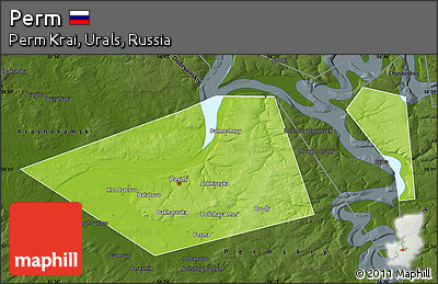 Physical Map of Perm, darken