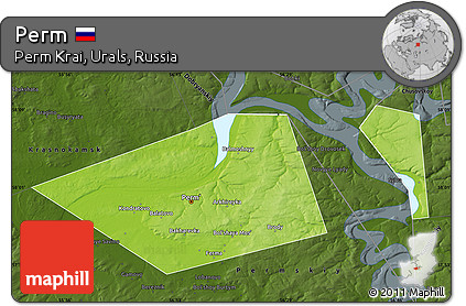 Physical Map of Perm, darken