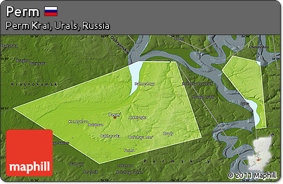 Physical Map of Perm, darken