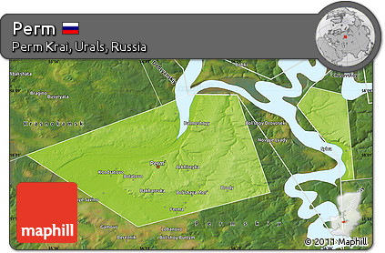 Physical Map of Perm, satellite outside