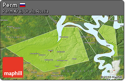 Physical Map of Perm, satellite outside