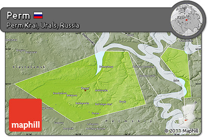 Physical Map of Perm, semi-desaturated