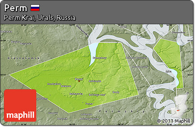 Physical Map of Perm, semi-desaturated