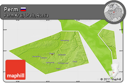 Physical Map of Perm, single color outside