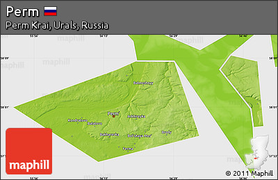 Physical Map of Perm, single color outside