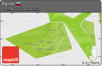 Physical Map of Perm, single color outside