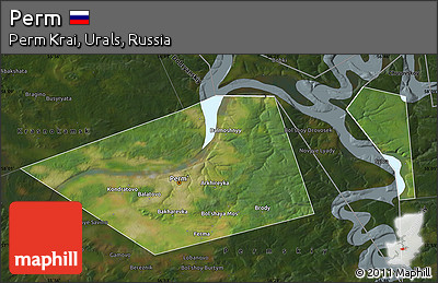 Satellite Map of Perm, darken