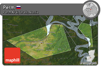 Satellite Map of Perm, darken