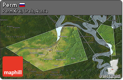 Satellite Map of Perm, darken
