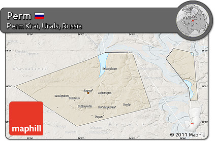 Shaded Relief Map of Perm, lighten