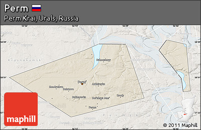 Shaded Relief Map of Perm, lighten