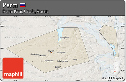 Shaded Relief Map of Perm, lighten