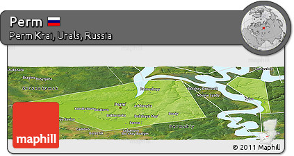 Physical Panoramic Map of Perm, satellite outside