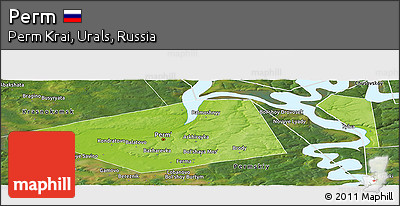 Physical Panoramic Map of Perm, satellite outside