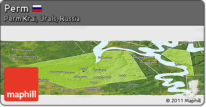 Physical Panoramic Map of Perm, satellite outside