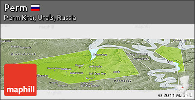 Physical Panoramic Map of Perm, semi-desaturated