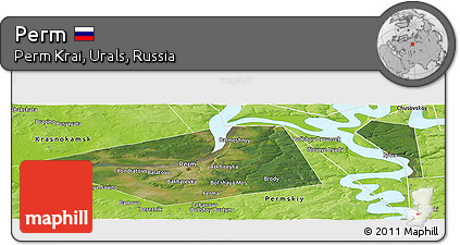 Satellite Panoramic Map of Perm, physical outside