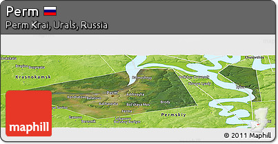 Satellite Panoramic Map of Perm, physical outside