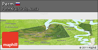 Satellite Panoramic Map of Perm, physical outside