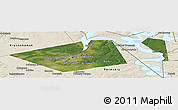 Satellite Panoramic Map of Perm, shaded relief outside