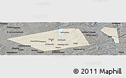 Shaded Relief Panoramic Map of Perm, darken, semi-desaturated