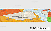 Shaded Relief Panoramic Map of Perm, political outside
