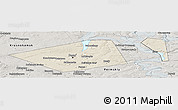 Shaded Relief Panoramic Map of Perm, semi-desaturated