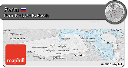 Silver Style Panoramic Map of Perm
