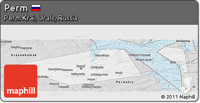 Silver Style Panoramic Map of Perm