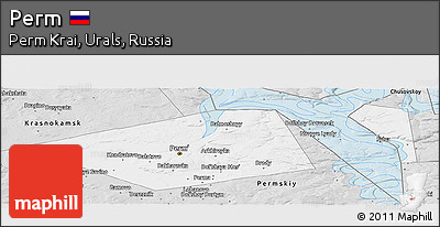 Silver Style Panoramic Map of Perm