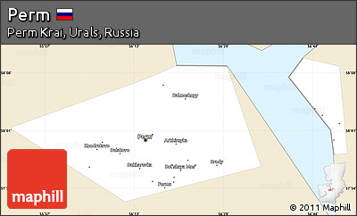 Classic Style Simple Map of Perm, single color outside