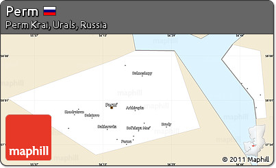 Classic Style Simple Map of Perm, single color outside