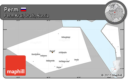 Gray Simple Map of Perm, single color outside