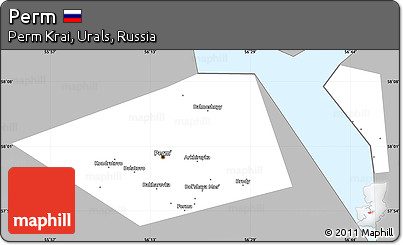 Gray Simple Map of Perm, single color outside
