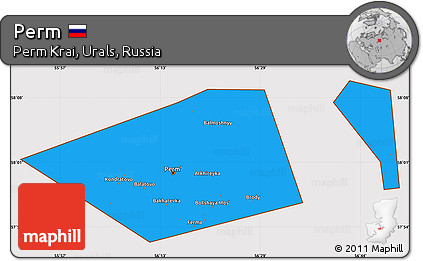 Political Simple Map of Perm, cropped outside