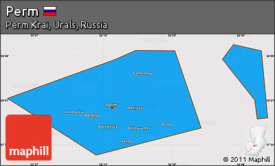 Political Simple Map of Perm, cropped outside