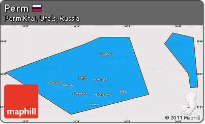 Political Simple Map of Perm, cropped outside