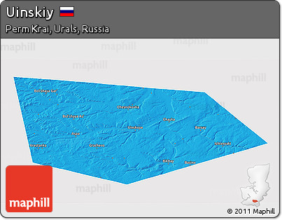 Political 3D Map of Uinskiy, cropped outside