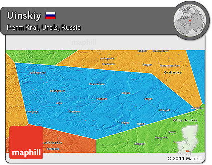 Political 3D Map of Uinskiy