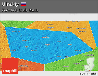 Political 3D Map of Uinskiy