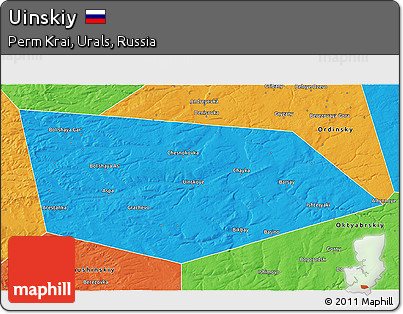 Political 3D Map of Uinskiy