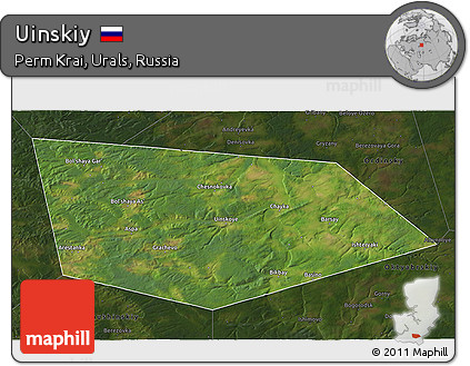 Satellite 3D Map of Uinskiy, darken